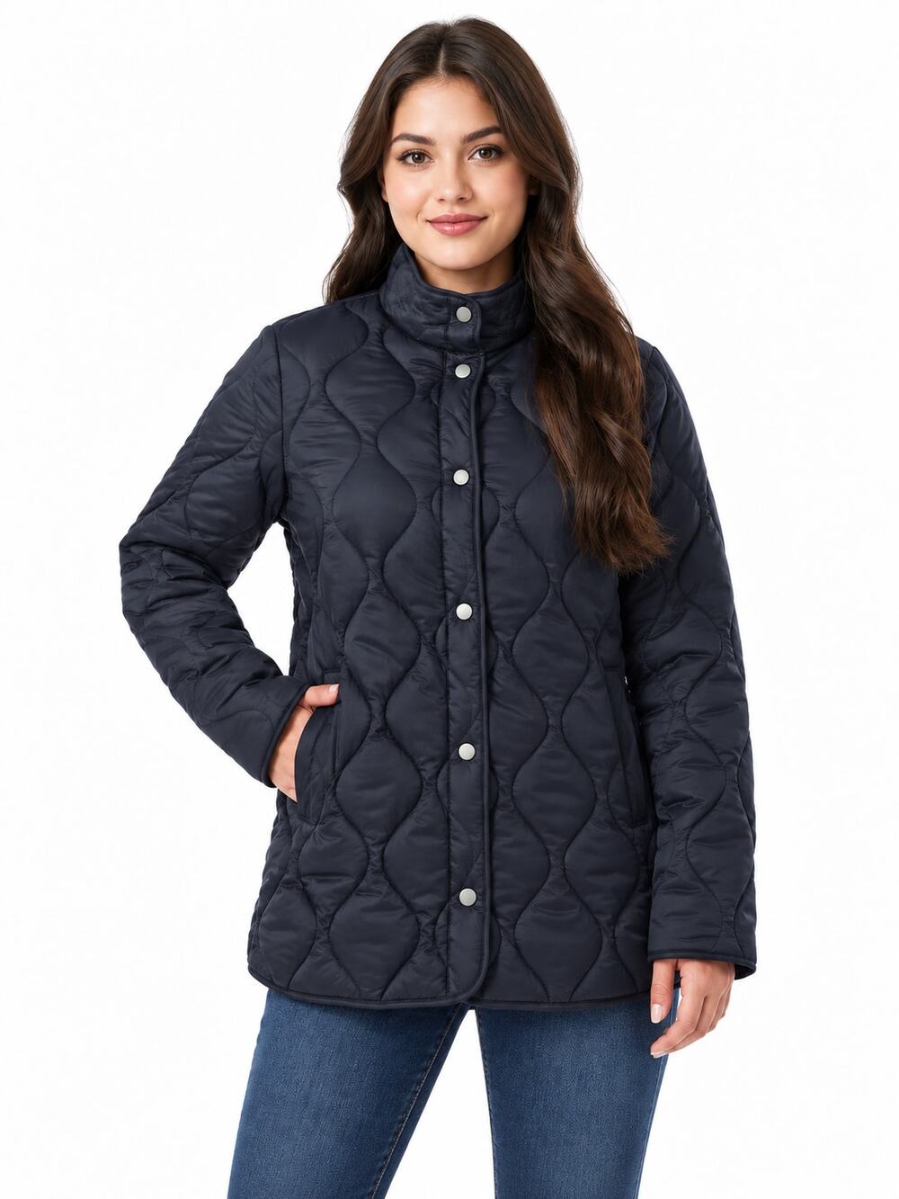 32 Degrees Women’s Diamond Quilted Snap Front Jacket Navy XL NWT